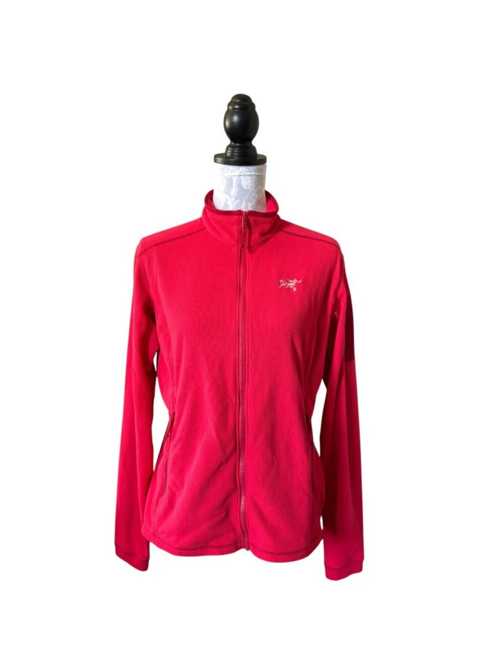 Arcteryx Delta Grid Fleece Jacket Womens LARGE RED Full Zip Polartec Gorpcore